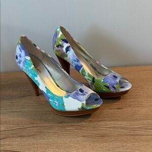 Style & Co Celine Waterfall Peep-toe Wood Stilettos